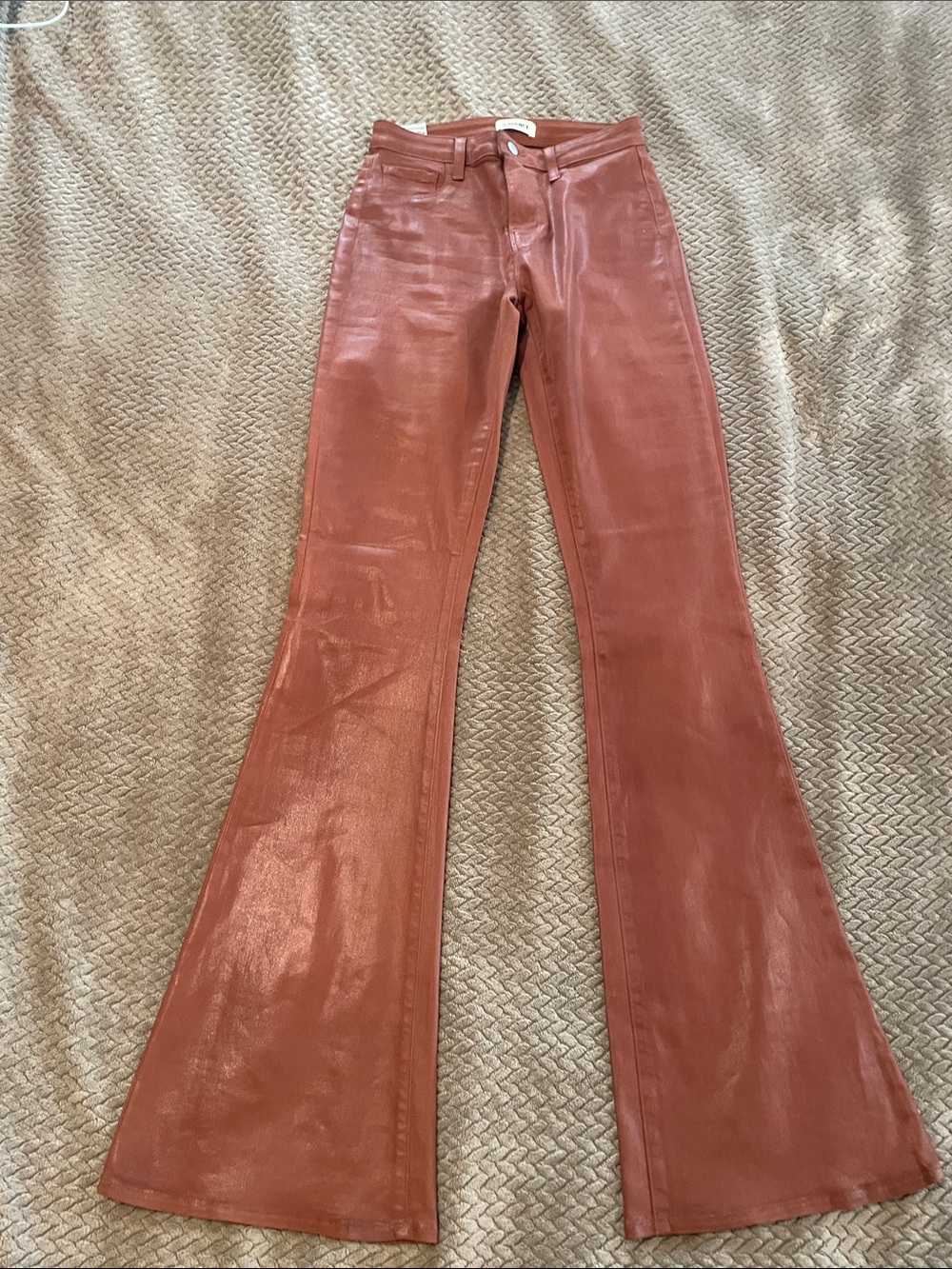 L'AGENCE Marty Coated Jeans in Rich Ginger Brown